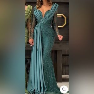 Beautiful blue(turquoise) gown with long sleeves